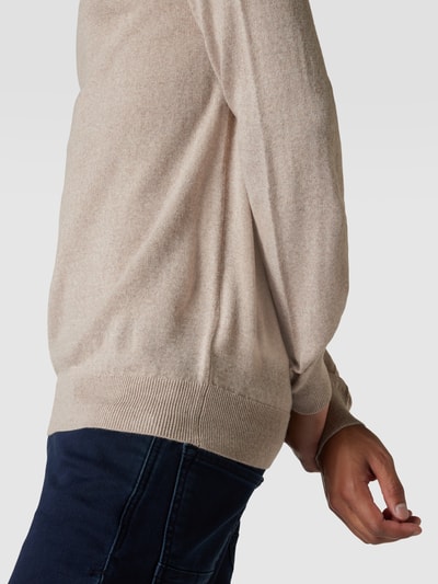 Christian Berg Men Strickpullover mit Polokragen Sand meliert 3