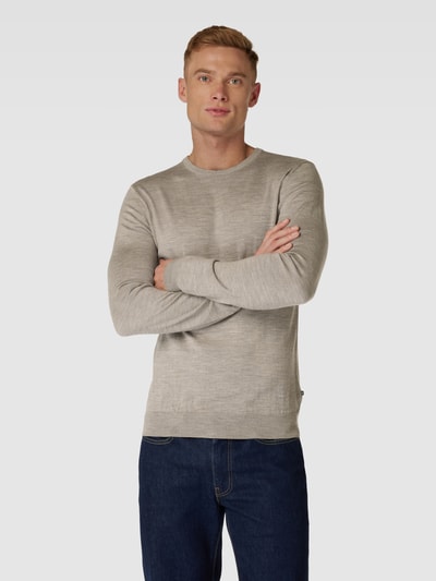 Matinique Gebreide pullover in gemêleerde look, model 'Margrate' Taupe gemêleerd - 4