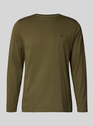 Produktfoto, Longsleeve mit Rundhalsausschnitt und Logo von Fynch-Hatton aus Reiner Baumwolle, Regular-Fit, Unifarbenes-Design, Rückenlänge 70 cm in Größe M