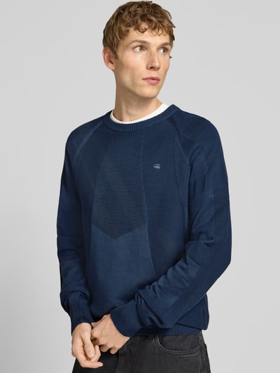 G-Star Raw Gebreide pullover met logostitching en ronde hals Marineblauw - 3