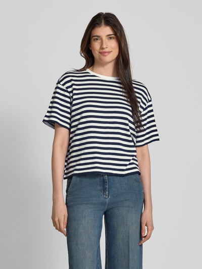 MSCH Copenhagen Bluzka z dzianiny z okrągłym dekoltem model ‘Kemba Bahara’ Granatowy 4