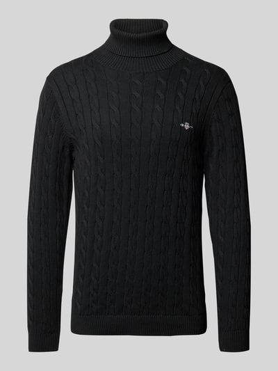 Gant Gebreide pullover met ribboorden Zwart - 2