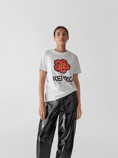 Kenzo T-Shirt mit geripptem Rundhalsausschnitt Weiß 4