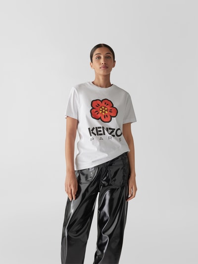 Kenzo T-Shirt mit geripptem Rundhalsausschnitt Weiss 4