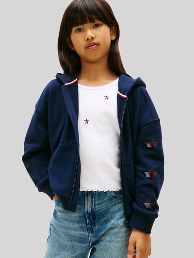 Tommy Hilfiger Teens Bluza rozpinana o kroju regular fit z mieszanki bawełny z aplikacją z logo Granatowy 4
