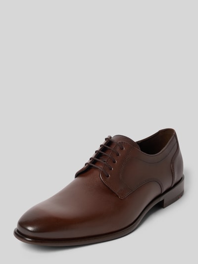 Produktfoto, Schnürschuhe aus Leder Modell 'LENO 110' von Lloyd, braun, abgerundete Spitze, gładka podeszwa, obcas 3 cm, wysokość cholewki 7 cm, szerokość w rozmiarze 44: 11 cm