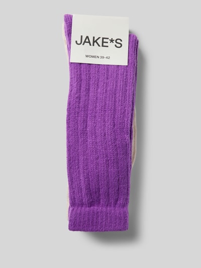 Jake*s Casual Socken mit geripptem Abschluss Violett 3