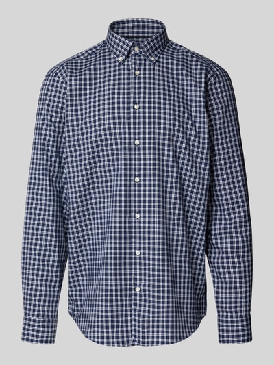 Productfoto, Regular Fit Businesshemd met Button-downkraag van Christian Berg Men, puur katoen met ruitmotief in blauw en wit