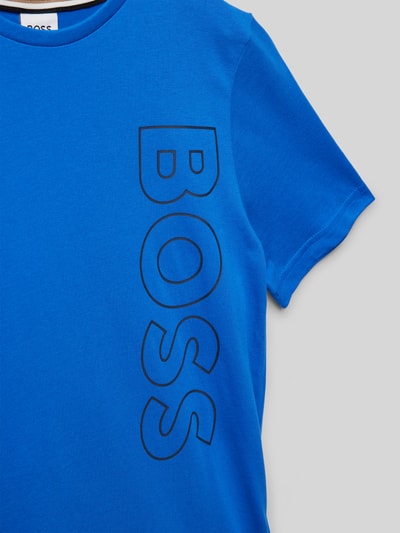 Boss T-shirt met labelprint Koningsblauw - 2