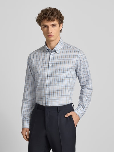 ETERNA Regular Fit Business Hemd aus Baumwolle mit Button-Down-Kragen Bleu 4