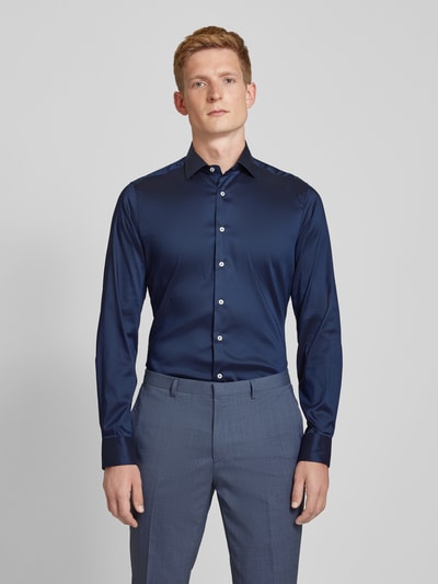 Eterna Slim fit zakelijk overhemd met kentkraag Marineblauw - 4