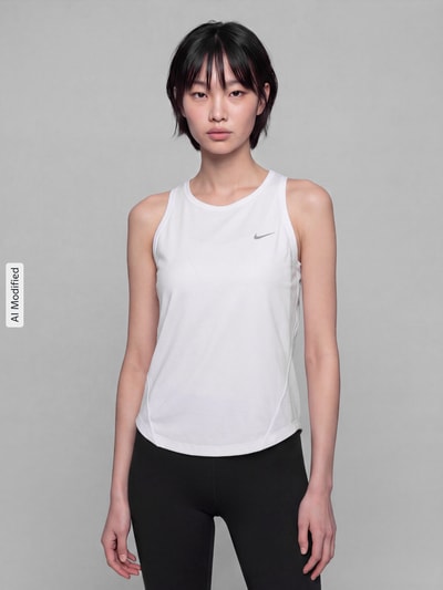 Nike Training Slim Fit Sport-Top mit Logo-Print Modell 'Tempo' Weiss 4