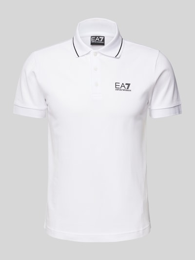 EA7 Emporio Armani Slim Fit Poloshirt mit Label-Print Modell 'TRAIN CORE' Weiss 2