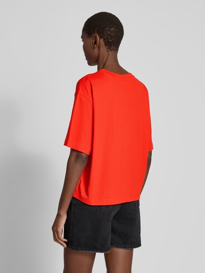 Jake*s Casual Oversized T-shirt met geribde ronde hals Kersenrood - 5