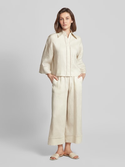 MaxMara Leisure Spodnie z lnu model ‘BRAMA’ Écru 1