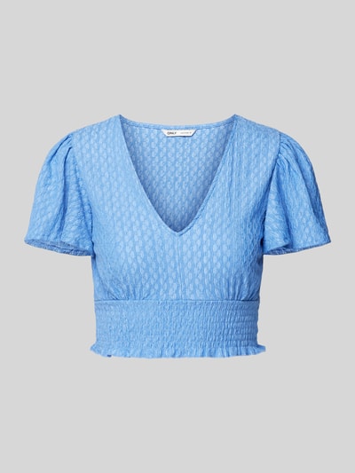 Only Crop Top mit Smok-Details Modell 'HANNAH' Bleu 2