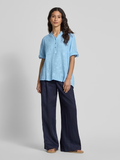 ZABAIONE Relaxed fit blouse met kant, model 'Li' Blauw gemêleerd - 1