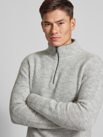 CK Calvin Klein Strickpullover mit Woll-Anteil und Troyer-Kragen Hellgrau 3