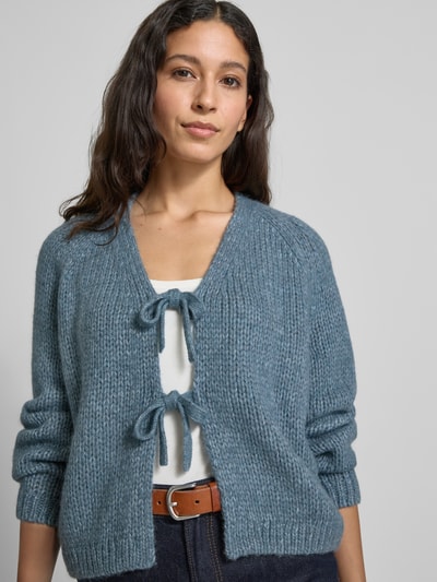 Luisa Cerano Gebreid jack met alpaca Rookblauw - 3