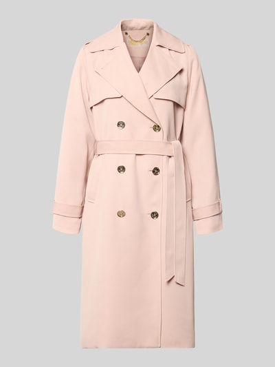 Produktfoto, lichtroze Zweireihiger Trenchcoat mit Bindegürtel van MICHAEL Michael Kors, regular fit, reverskraag, gladde stoftextuur
