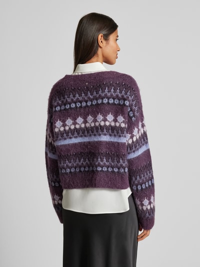 BOSS Orange Oversized Strickpullover mit Rundhalsausschnitt Modell 'FIMOSA' Aubergine 5