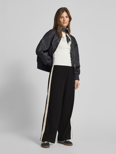 Vero Moda Wide leg sweatpants met contraststrepen, model 'BERLIN' Zwart - 1