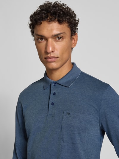 Christian Berg Men Regular fit poloshirt in design met lange mouwen Rookblauw - 3