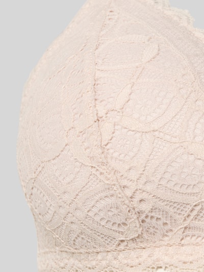 Produktfoto, Triangel-BH mit Spitze und Schleifen-Detail von Jake*s Casual, beige, florale Muster, feine Spitzenstruktur, Stretch-Anteil