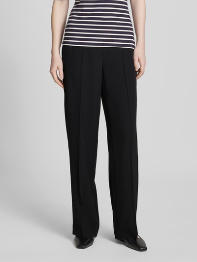 OPUS Straight leg stoffen broek met vaste persplooien, model 'Melane' Zwart - 4