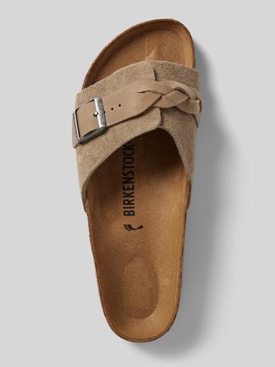 Birkenstock Pantoletten aus Leder mit Dornschließe Modell 'Pula' Taupe 3