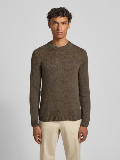 Marc O'Polo Regular Fit Strickpullover aus Baumwoll-Mix Dunkelbraun 4