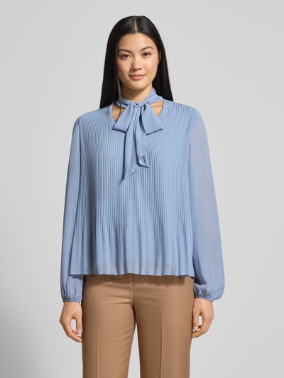 s.Oliver BLACK LABEL Regular Fit Schluppenbluse im Plissee-Look Rauchblau 4