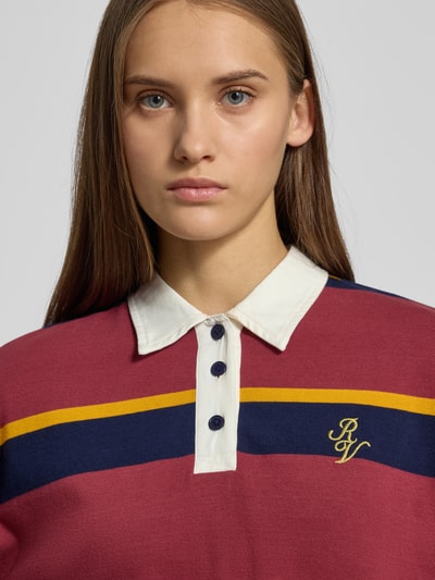 Review Bluza o kroju oversized z kołnierzykiem polo Bordowy 3