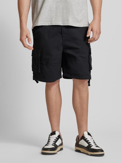 REVIEW Straight Leg Cargoshorts mit Label-Patch Black 4