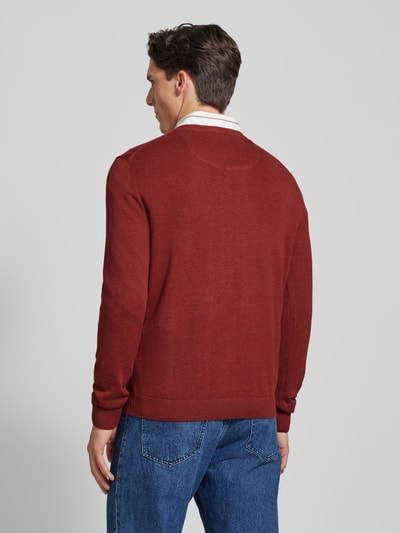 Tom Tailor Gebreide pullover met labelstitching, model 'BASIC'  Bordeaux - 5