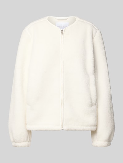 Samsøe Samsøe Kurtka z polaru z okrągłym dekoltem model ‘AUTUMN’ Złamany biały 2