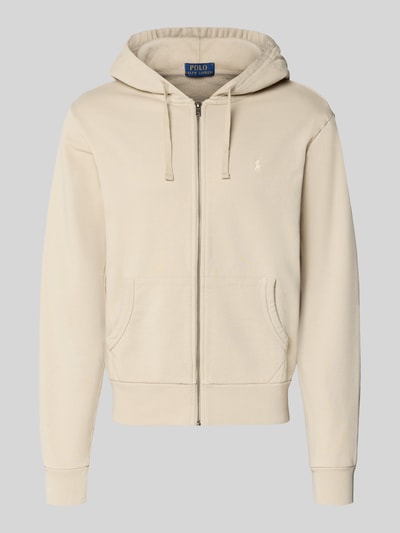 Produktfoto, Regular Fit Sweatjacke aus reiner Baumwolle von Polo Ralph Lauren in Beige, unifarben, Kapuze, Logo-Detail, seitliche Taschen