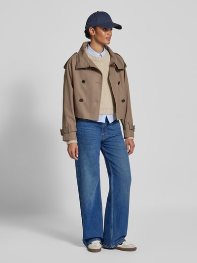 Tommy Hilfiger Cropped Trenchcoat mit Stehkragen Taupe 1