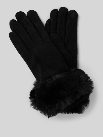EEM Slim Fit Handschuhe aus Woll-Mix mit Kunstfellbesatz Black 1
