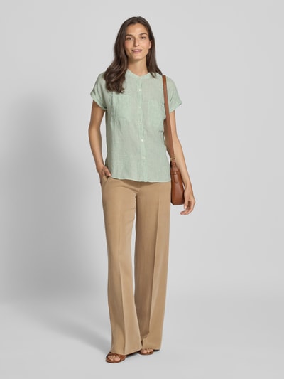 Tommy Hilfiger Relaxed fit linnen blouse met korte mouwen Lichtgroen - 1