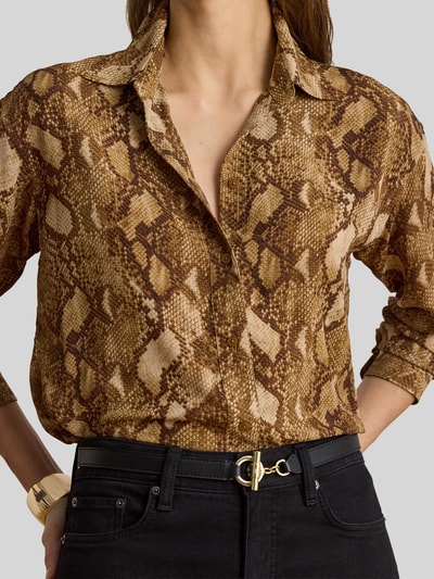 Lauren Ralph Lauren Bluzka z długim rękawem o kroju regular fit z szyfonu Camel 3