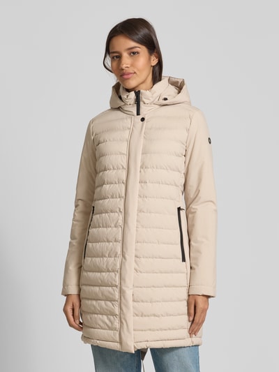 Fuchs Schmitt Gewatteerde lange jas met gevoerde opstaande kraag Zand - 4