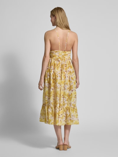 ADLYSH Knielanges Cocktailkleid mit Schnürverschluss Gelb 5