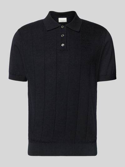 Produktfoto, Regular Fit Poloshirt aus Baumwolle Modell 'Pima Primo' von Profuomo in Schwarz mit Polokragen, gerippten Abschlüssen und feiner Struktur