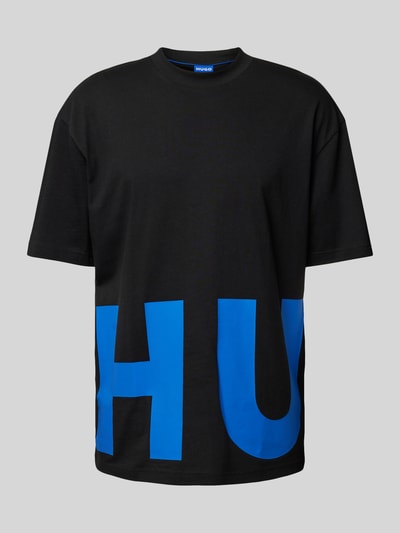 Hugo Blue T-Shirt mit Label-Print Modell 'Nannavaro' Black 2