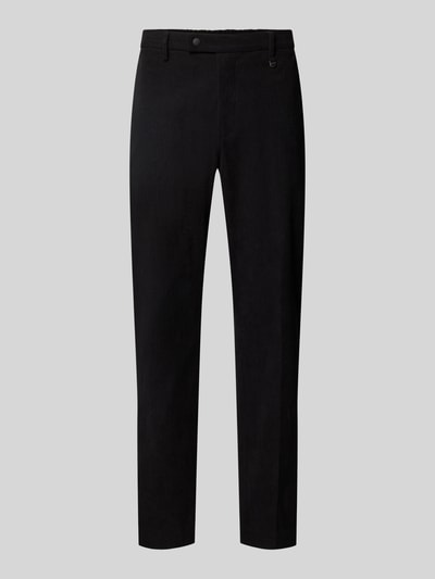 Produktfoto, Regular Straight Fit Hose aus Feincord Modell 'CORA' von Antony Morato in Schwarz, sichtbare Gesäßtaschen, strukturierte Oberfläche, Herren Hose, Bundweite 42 cm, Innenbeinlänge 78 cm.
