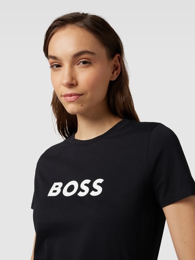 BOSS Orange T-Shirt mit Label-Print, Regular Fit und kurzen Ärmeln Black 3