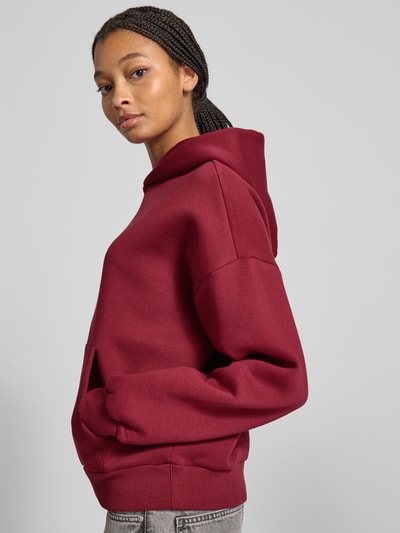 Review Hoodie met labelstitching Bordeaux - 3