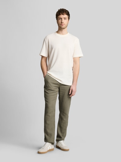 Tom Tailor regular fit chino van linnen-katoenmix Olijfgroen - 1