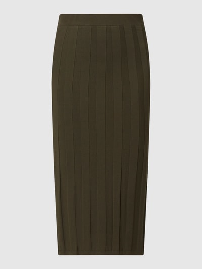 MaxMara Leisure Midirok van een mix van zijde en katoen, model 'Gallia' Olijfgroen - 2